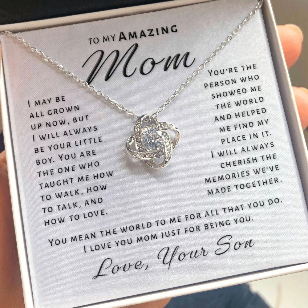 Gift for Mom From Son - Always Be Your Boy Love Knot Necklace