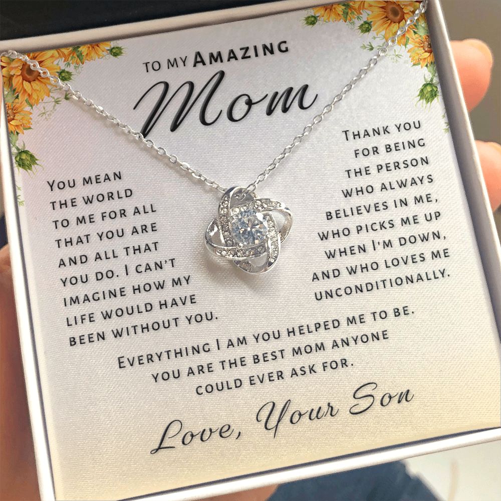 Gift for Mom From Son - Believes In Me Love Knot Necklace