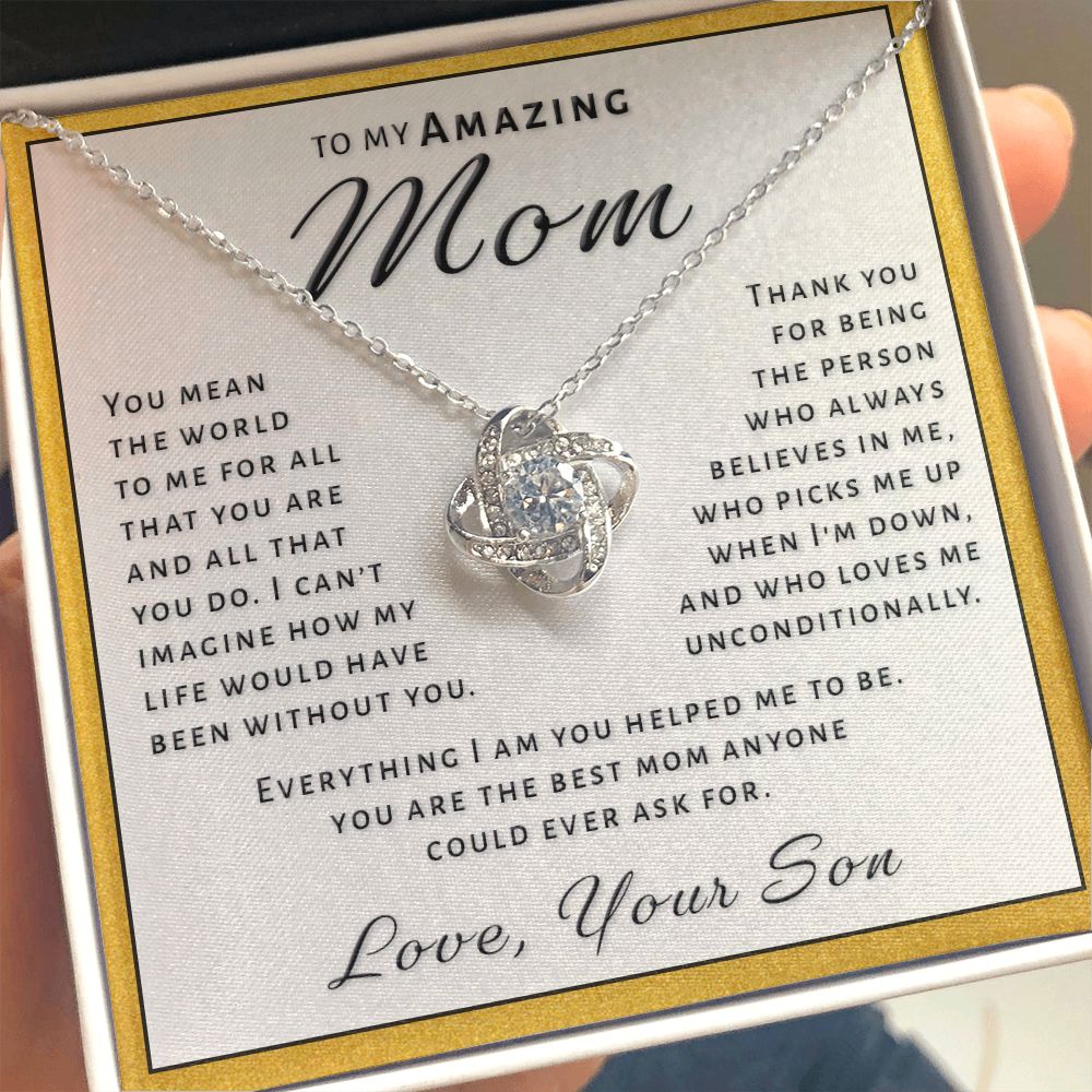 Gift for Mom From Son - Believes In Me Love Knot Necklace