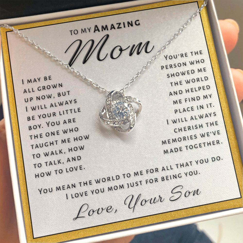 Gift for Mom From Son - Always Be Your Boy Love Knot Necklace