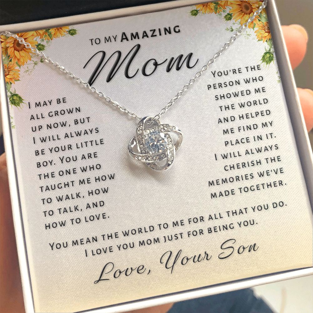 Gift for Mom From Son - Always Be Your Boy Love Knot Necklace