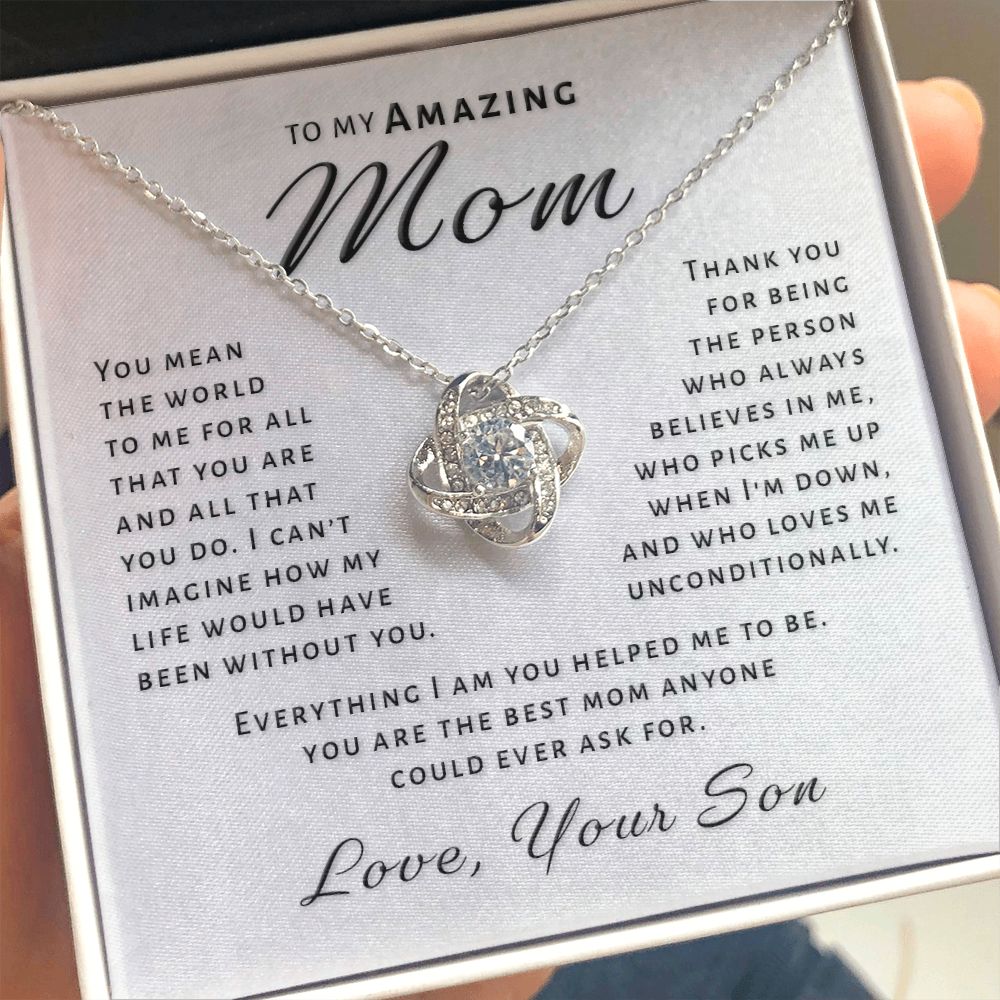 Gift for Mom From Son - Believes In Me Love Knot Necklace