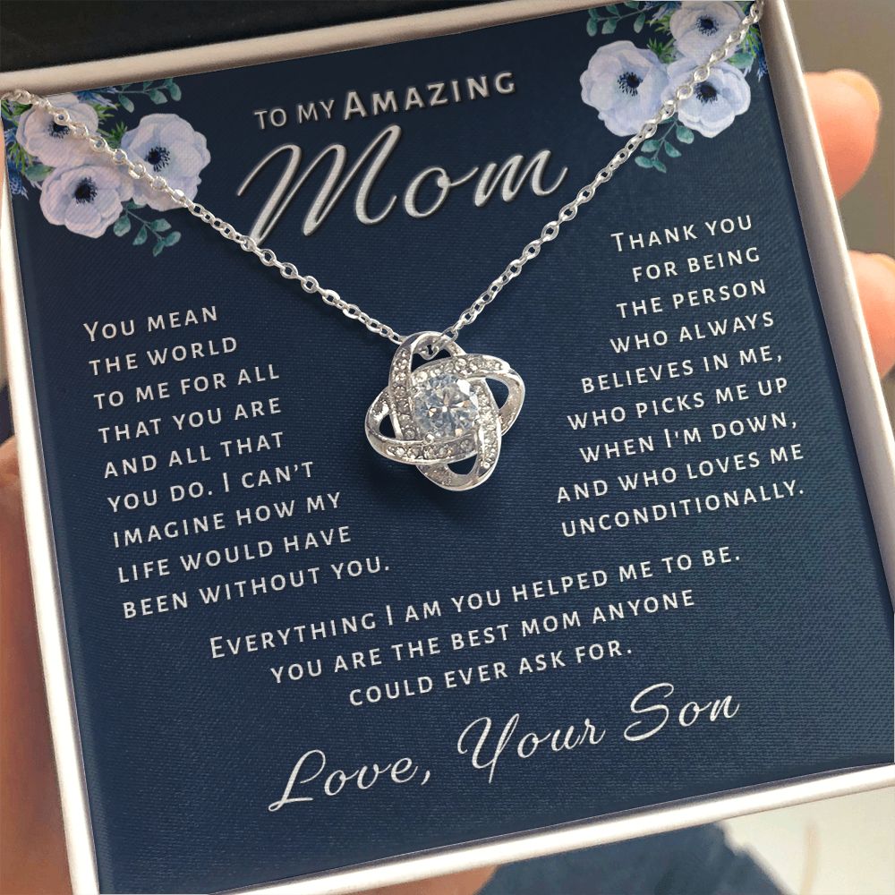 Gift for Mom From Son - Believes In Me Love Knot Necklace