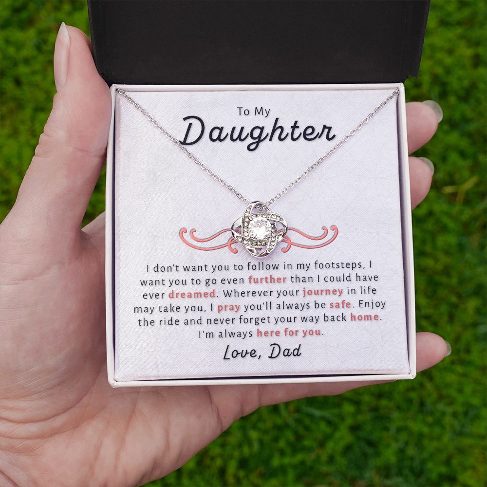 Gift For Daughter From Dad - Go Further Love Knot Necklace