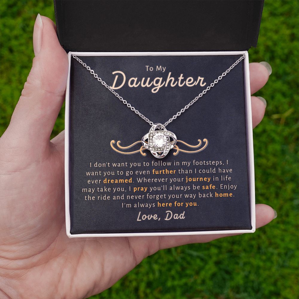 Gift For Daughter From Dad - Go Further Love Knot Necklace