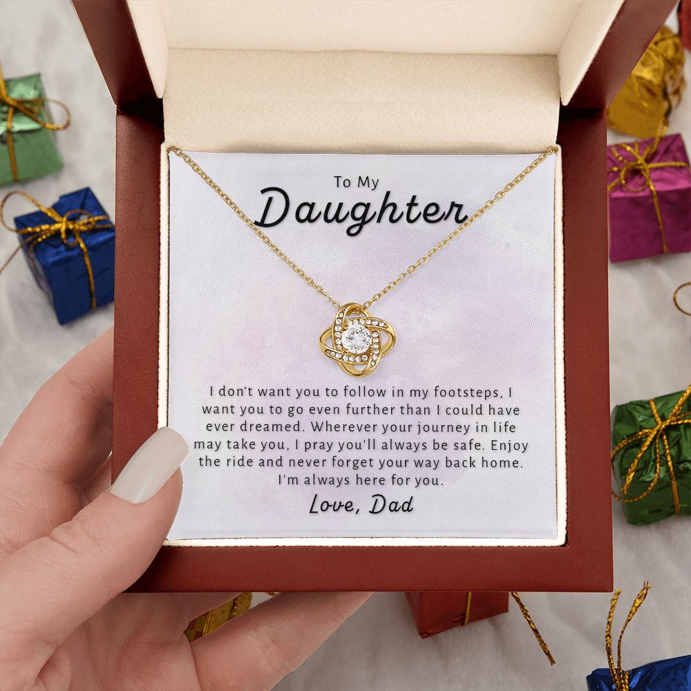 Gift For Daughter From Dad - Go Further Love Knot Necklace