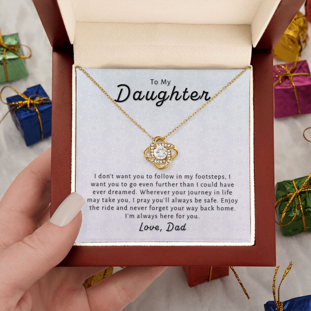 Gift For Daughter From Dad - Go Further Love Knot Necklace