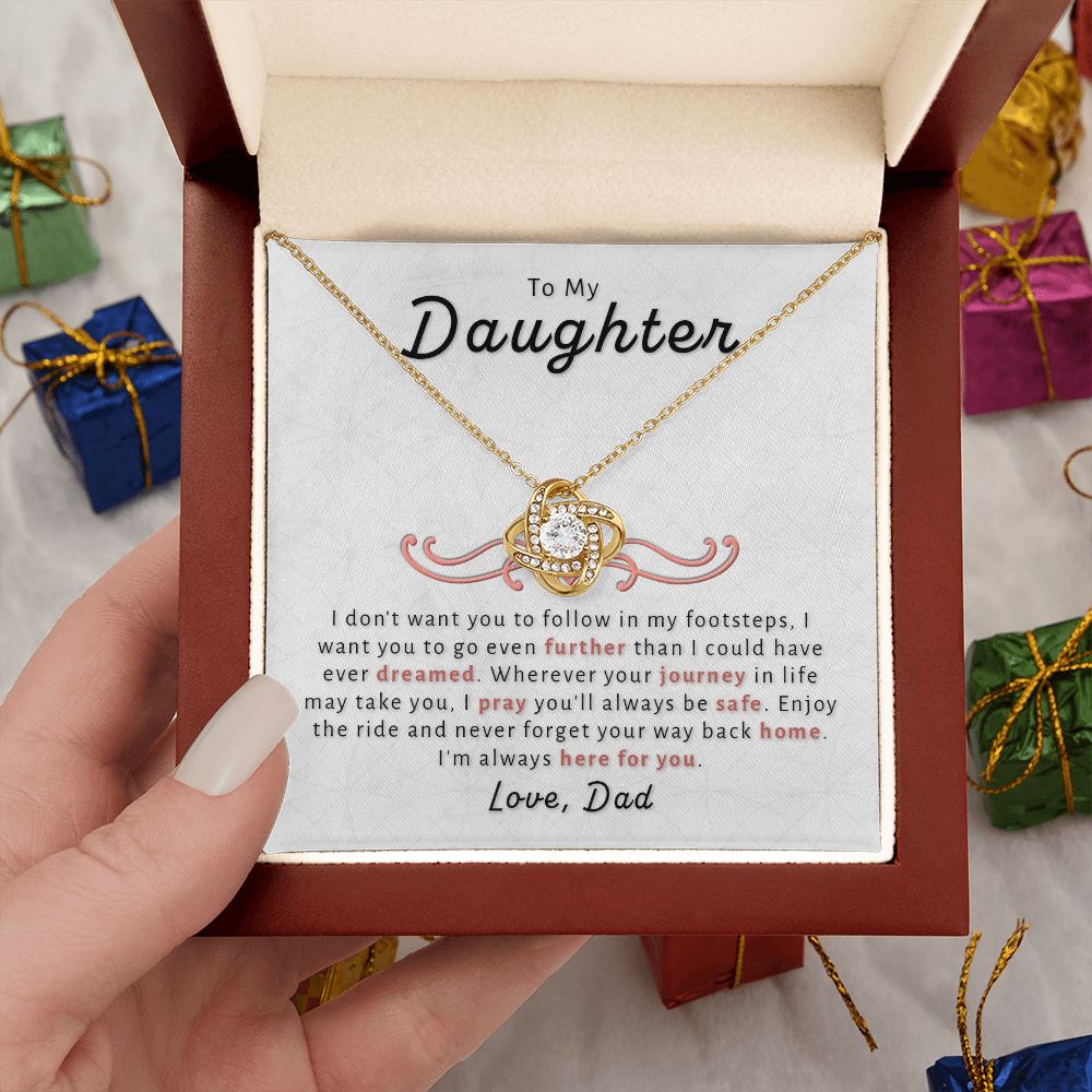 Gift For Daughter From Dad - Go Further Love Knot Necklace