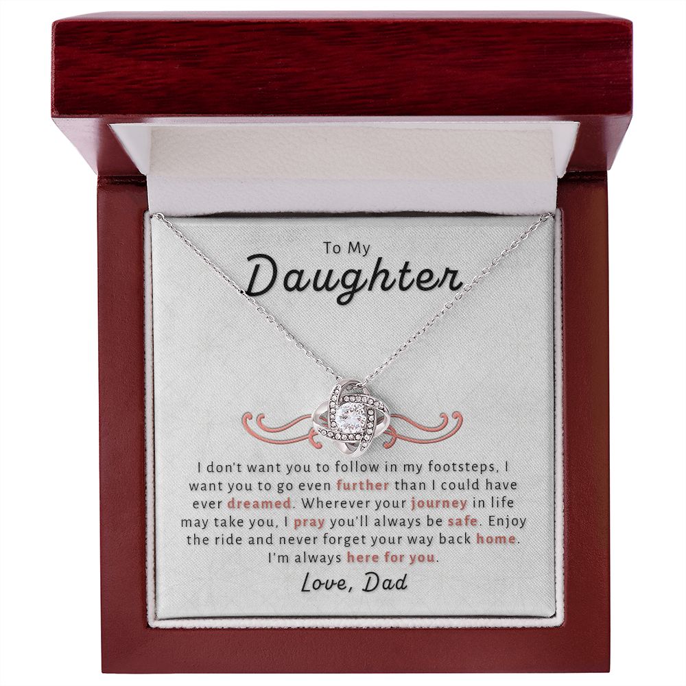 Gift For Daughter From Dad - Go Further Love Knot Necklace