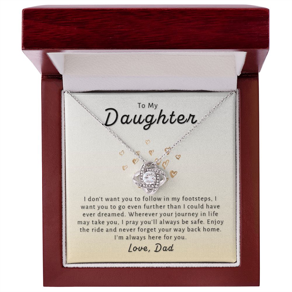 Gift For Daughter From Dad - Go Further Love Knot Necklace