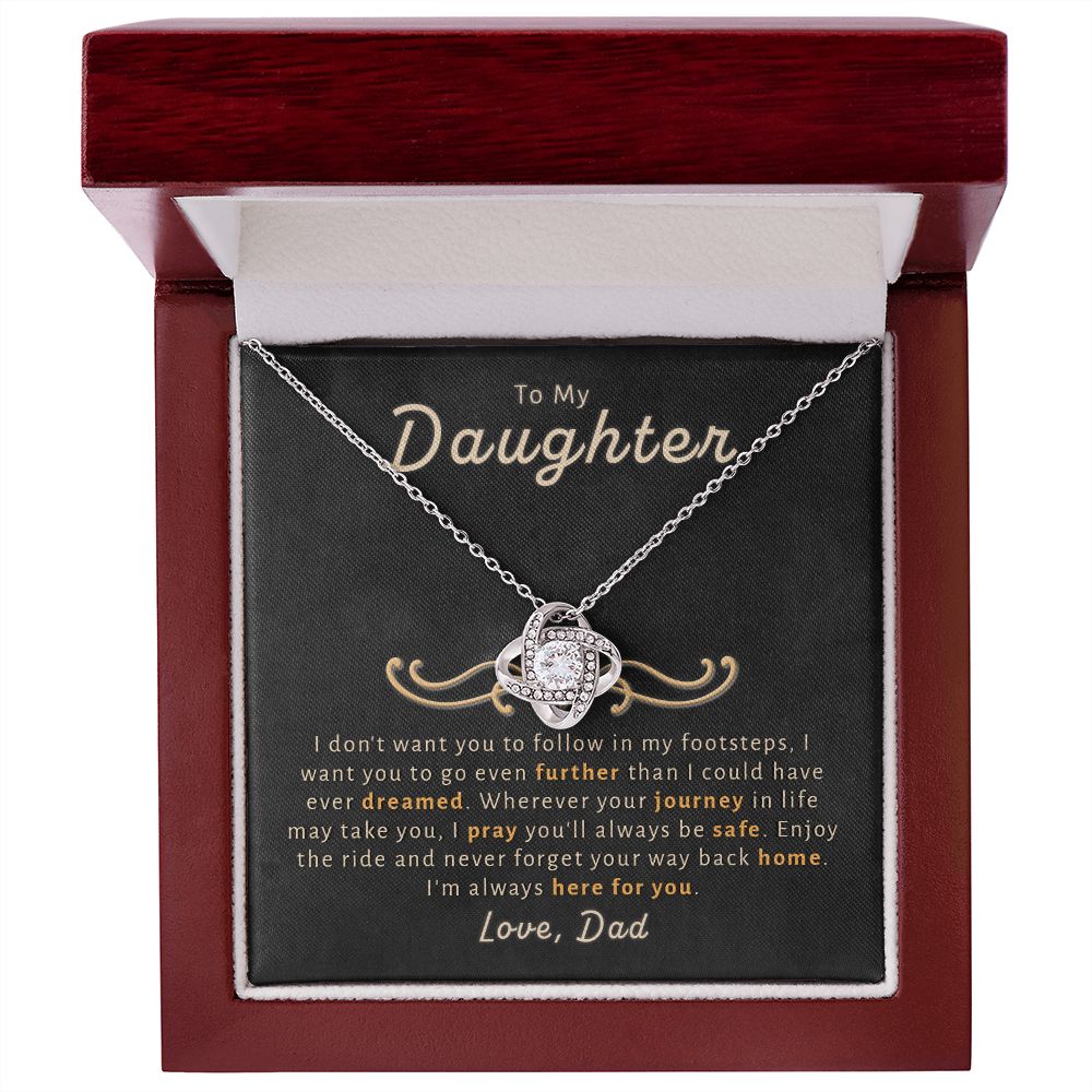 Gift For Daughter From Dad - Go Further Love Knot Necklace