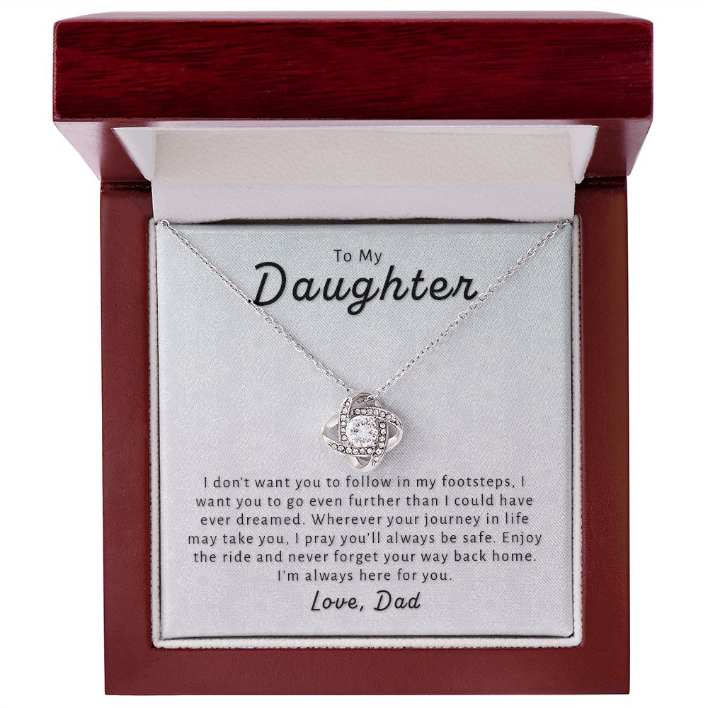 Gift For Daughter From Dad - Go Further Love Knot Necklace