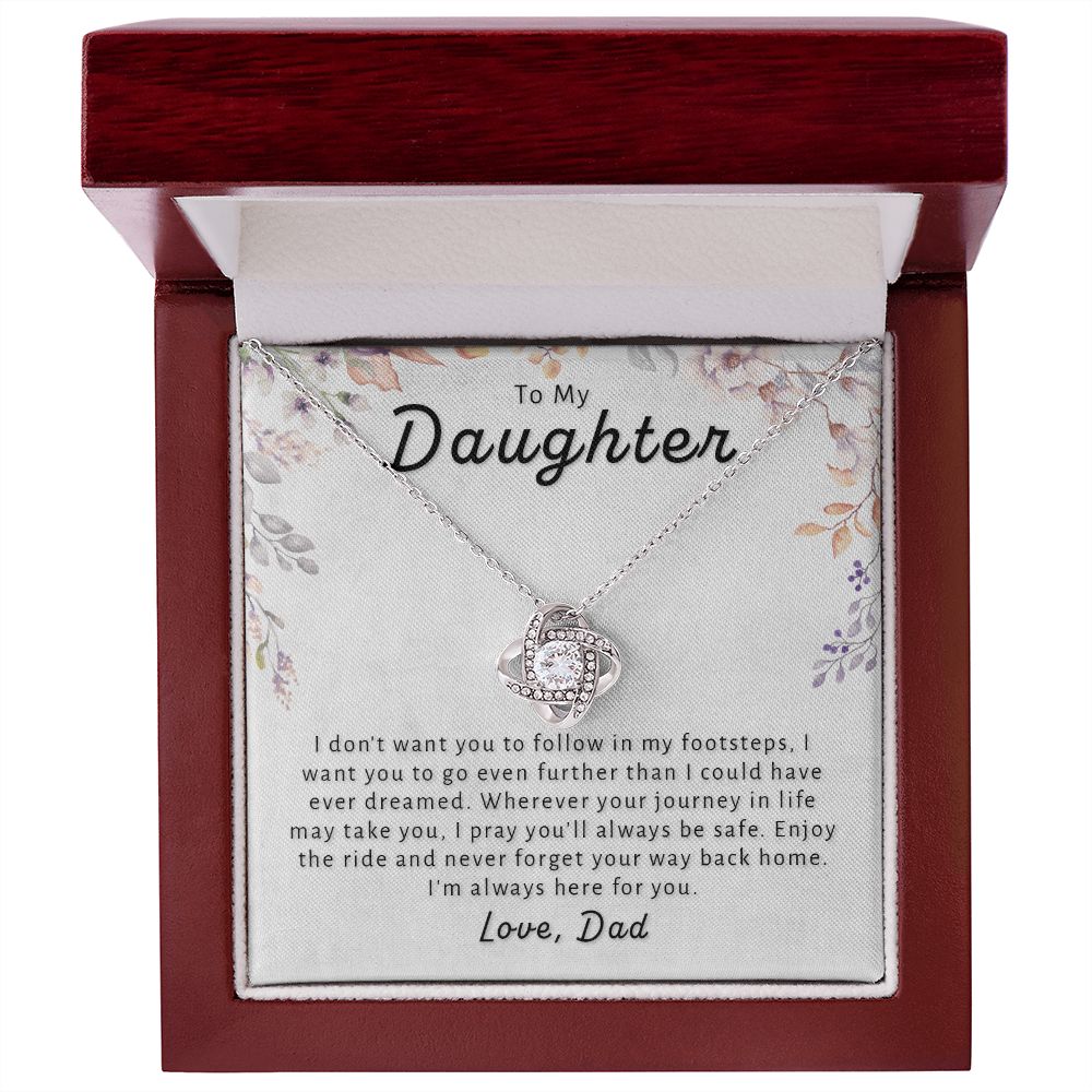 Gift For Daughter From Dad - Go Further Love Knot Necklace