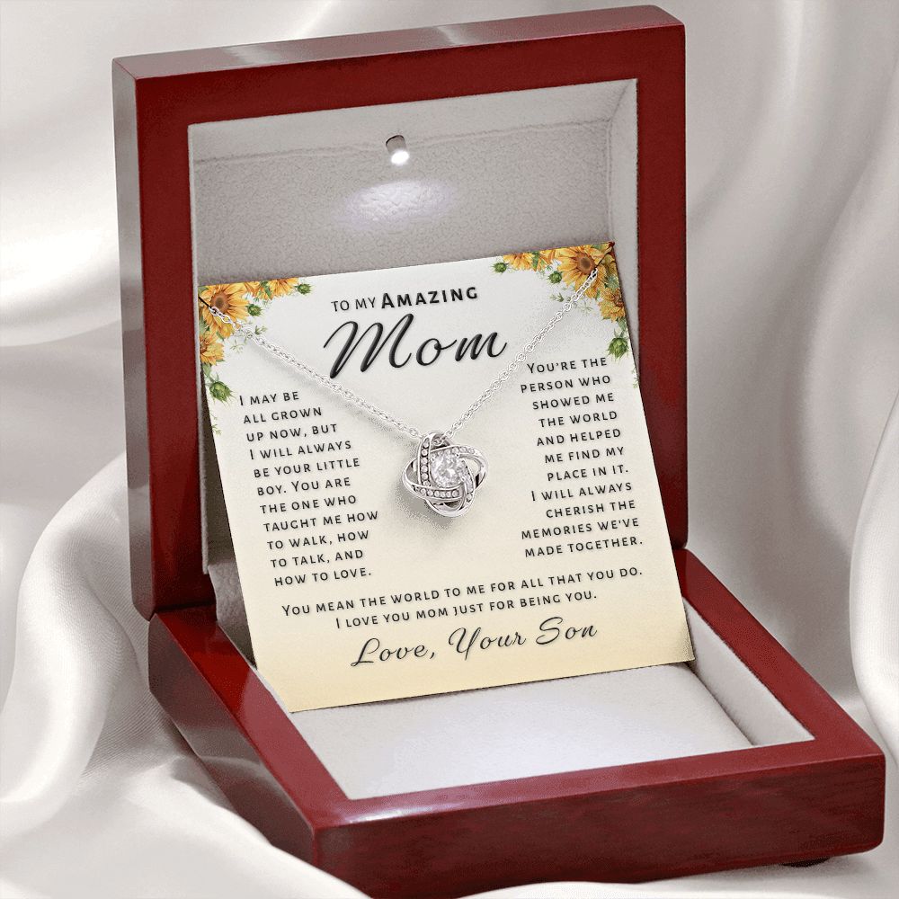 Gift for Mom From Son - Always Be Your Boy Love Knot Necklace