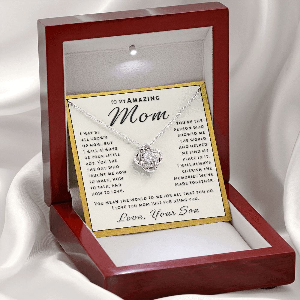 Gift for Mom From Son - Always Be Your Boy Love Knot Necklace