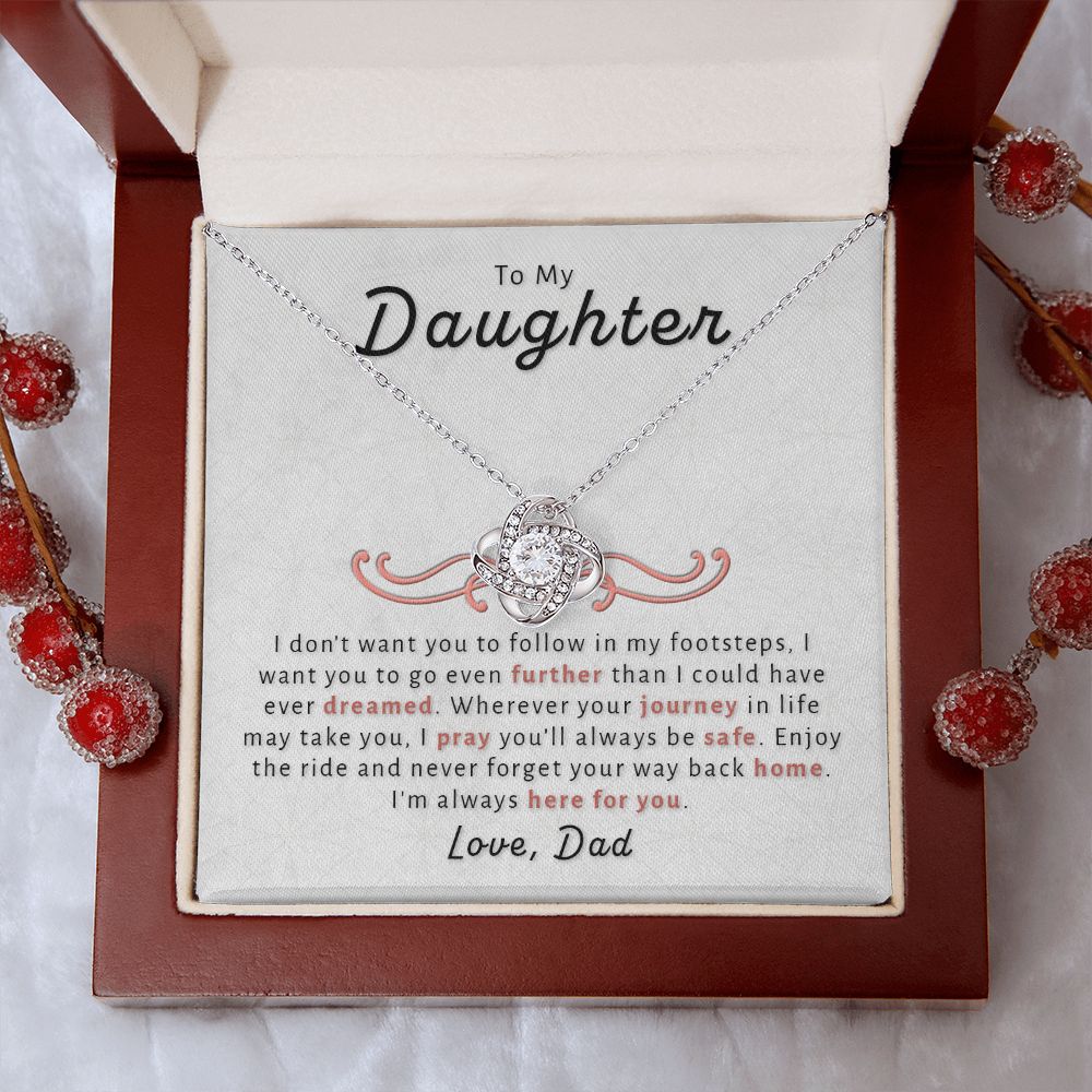 Gift For Daughter From Dad - Go Further Love Knot Necklace