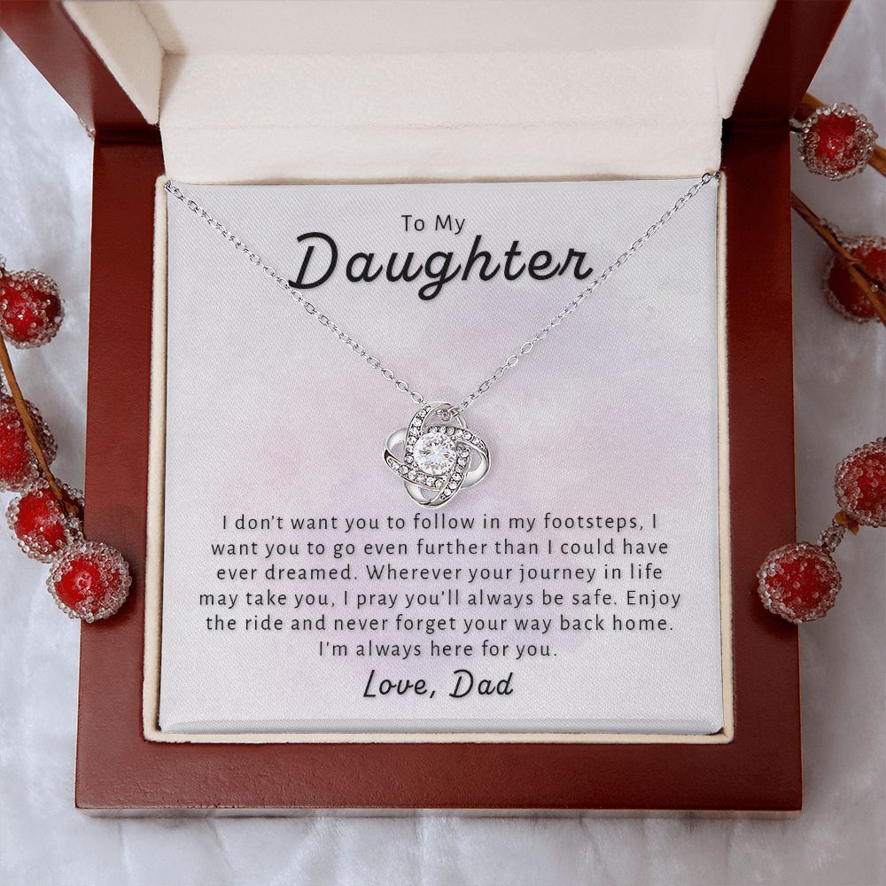 Gift For Daughter From Dad - Go Further Love Knot Necklace