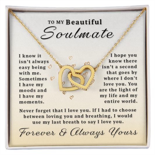 Gift For Soulmate - My Last Breath Interlocking Hearts Necklace