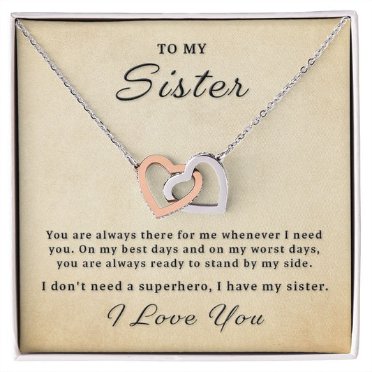 Gift for Sister - I Have A Military Sister Interlocking Hearts Necklace