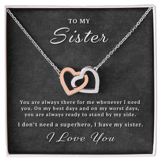 Gift for Sister - I Have A Military Sister Interlocking Hearts Necklace