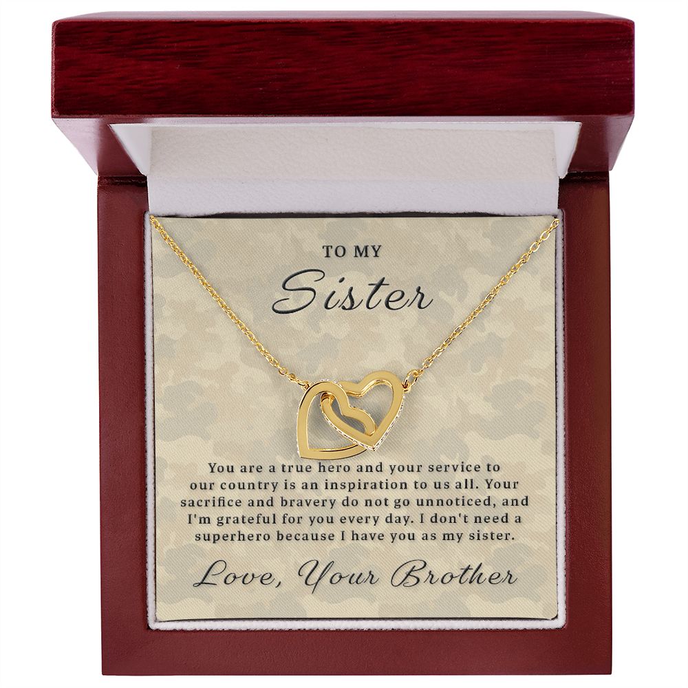 Gift for Military Sister - True Hero Interlocking Hearts Necklace