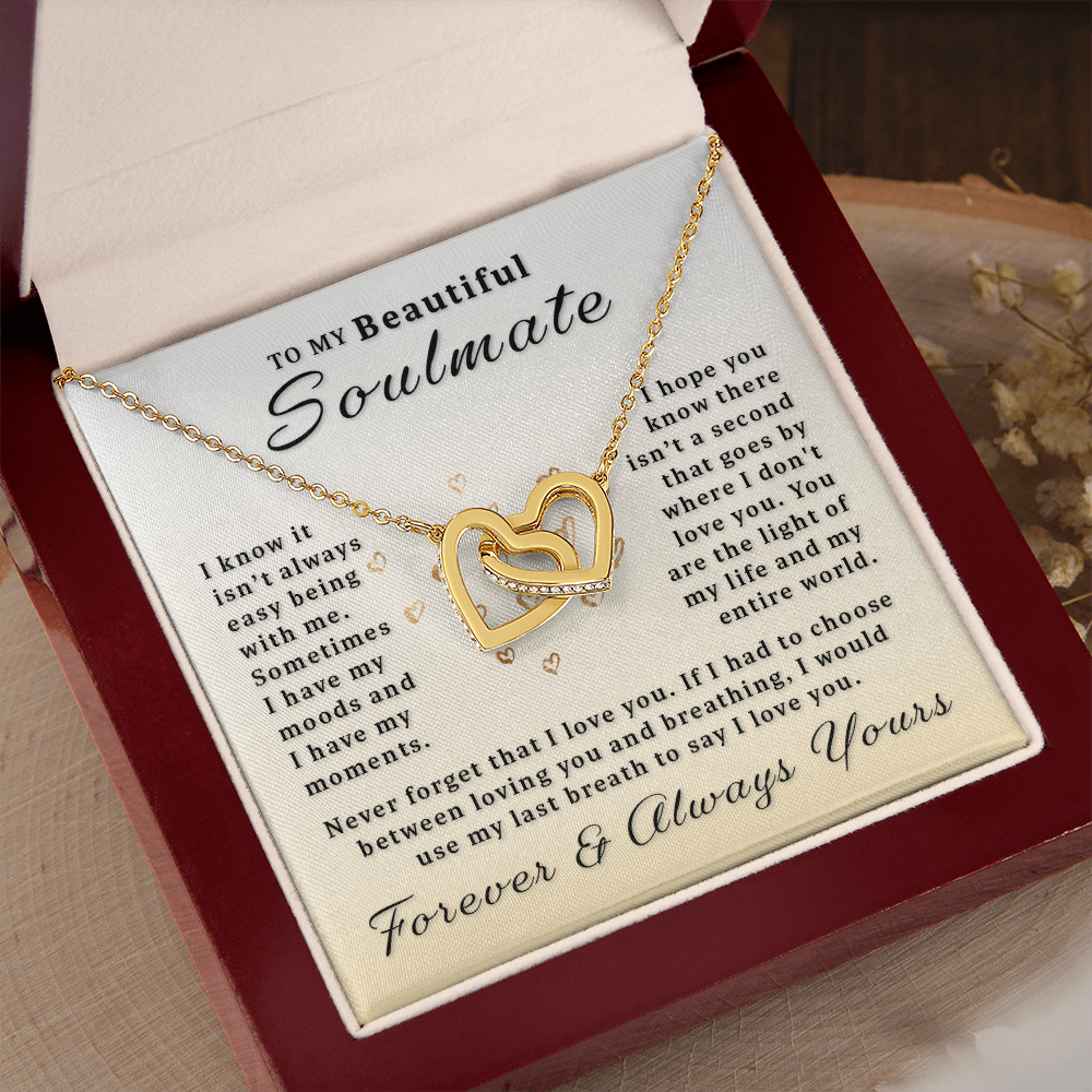 Gift For Soulmate - My Last Breath Interlocking Hearts Necklace