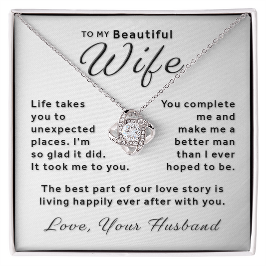 Gift For Wife From Husband - You Complete Me Love Knot Necklace