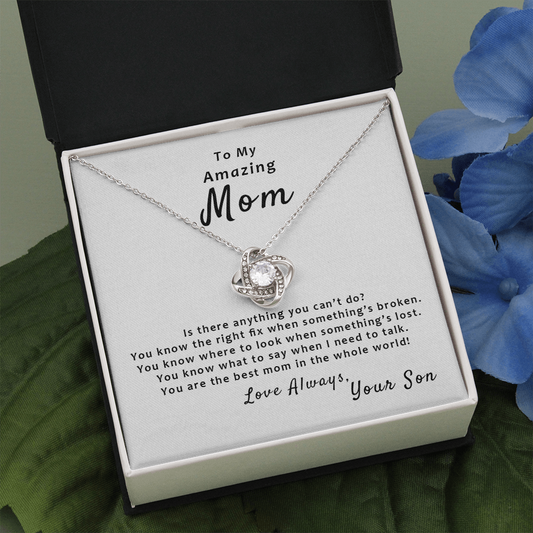 Gift For Mom From Son - Best Mom Love Knot Necklace