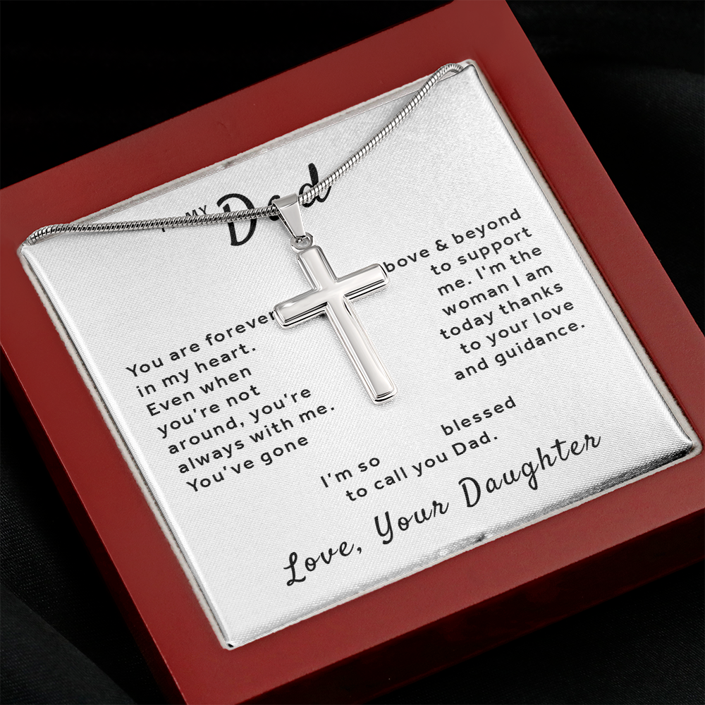 Gift For Dad From Daughter - Blessed to Call You Dad Stainless Cross Necklace Snake Chain